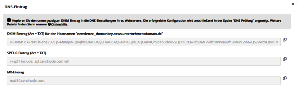  nötige Parameter für DNS-Eintrag