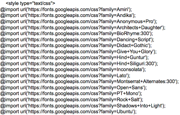 Einbauen des/der Webfonts mit @import-Methode